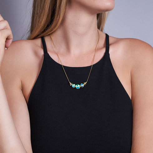 Coup de soleil | Or Vermeil | Collier fermoir infini en verre Galaxy